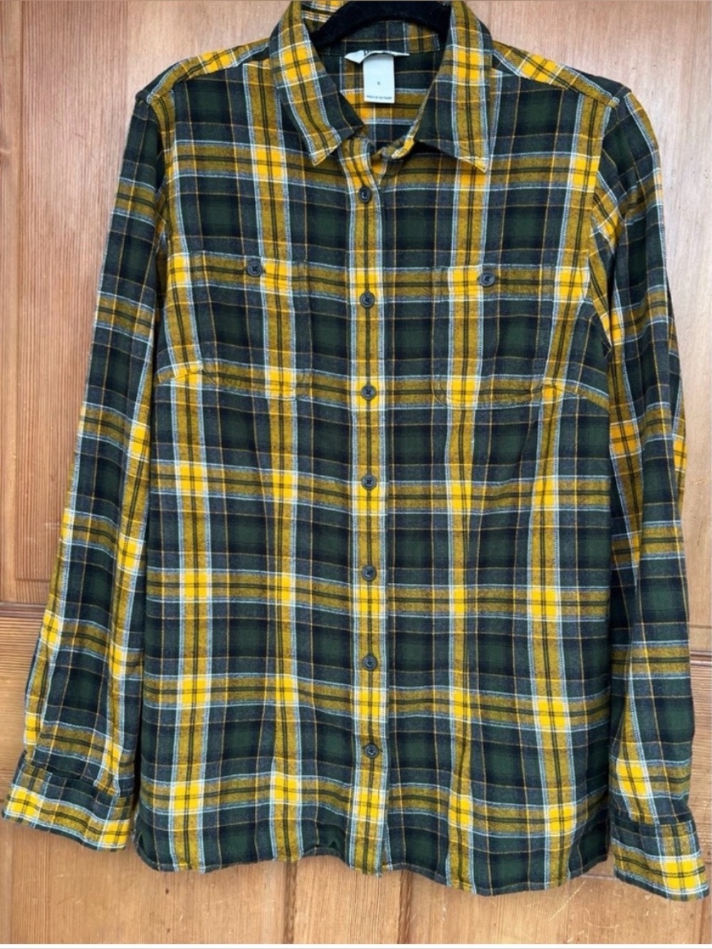 Duluth Trading Green Yellow Flannel Shirt S